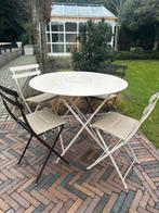 Fermob 4x Bistro + 4x Galette + 1x Floreal 96cm tafel, Ophalen, Gebruikt, Metaal, Inklapbaar