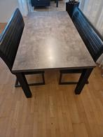 2 zwarte kunstlederen eetbanken, Ophalen, Gebruikt, Minder dan 75 cm, 150 tot 200 cm