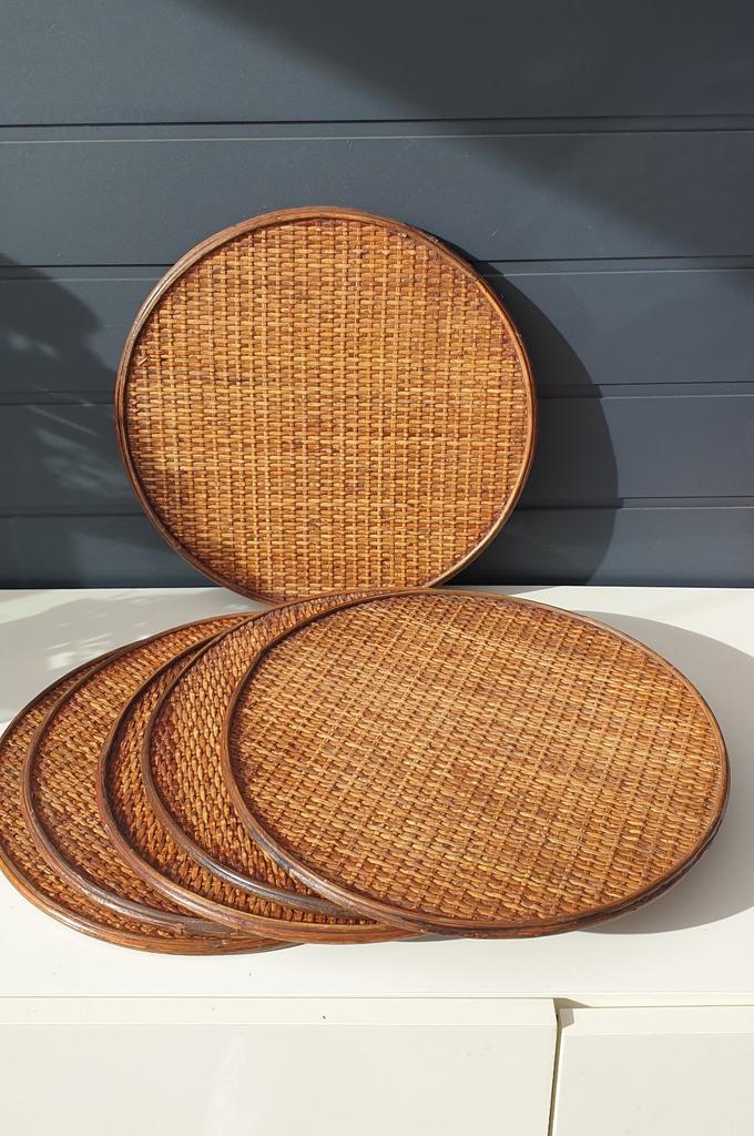 Rieten ( rattan ) onderborden /Placemats - Set van 6, Huis en Inrichting, Woonaccessoires | Dienbladen, Gebruikt, Overige materialen