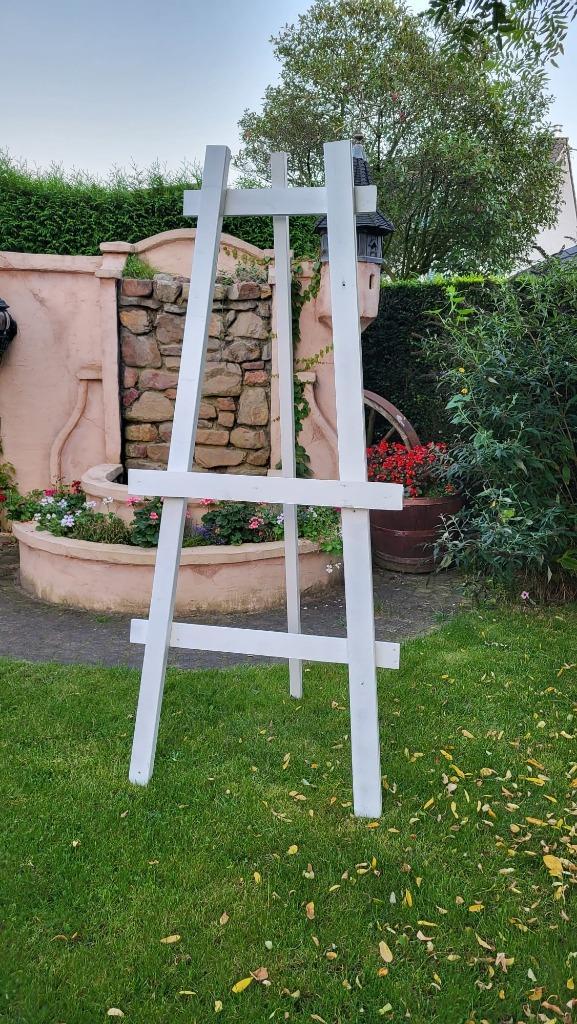 Schildersezel hout wit huren bruiloft huwelijk trouwlocatie, Hobby en Vrije tijd, Feestartikelen | Verhuur, Zo goed als nieuw