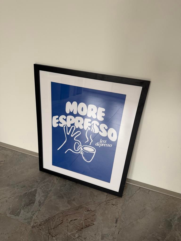 Poster met lijst - More Espresso Less Depresso, Ophalen, Minder dan 50 cm, 50 tot 75 cm, Zo goed als nieuw