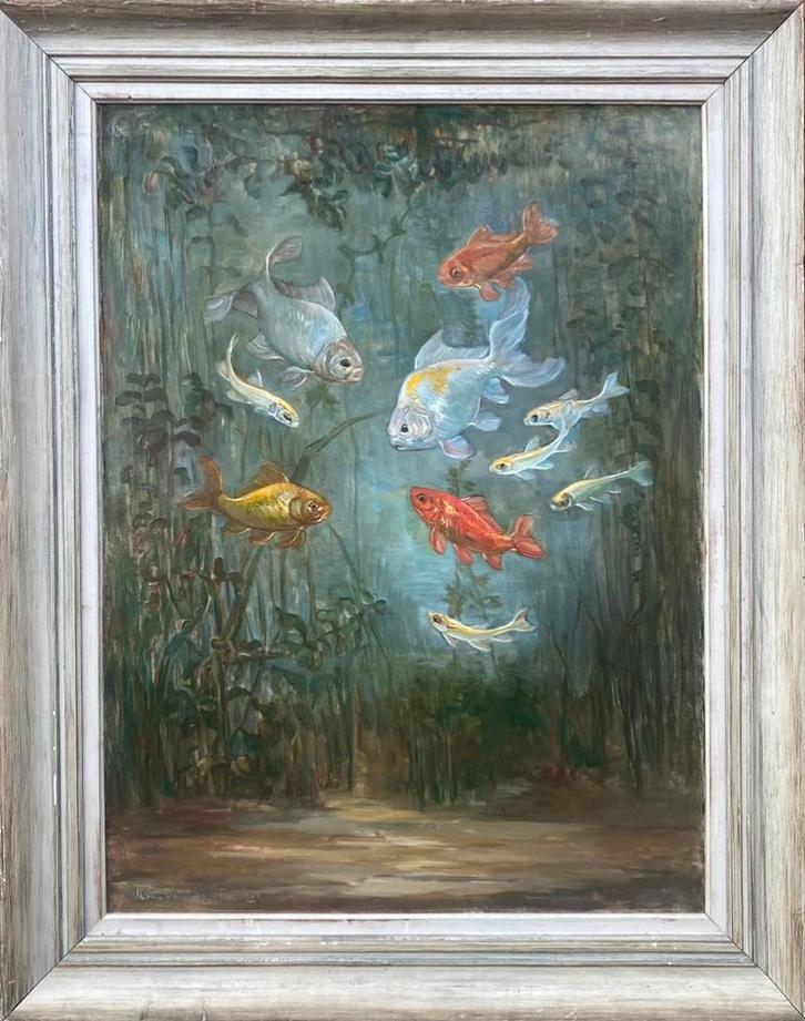 “Goudvissen” Marie van Waning Stevels (1874-1973), Antiek en Kunst, Kunst | Schilderijen | Klassiek, Ophalen