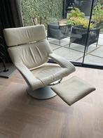 De Sede DS-255 Fauteuil met Voetenbank - Off-white Leer, Huis en Inrichting, Fauteuils, Ophalen, Gebruikt, Leer, 75 tot 100 cm