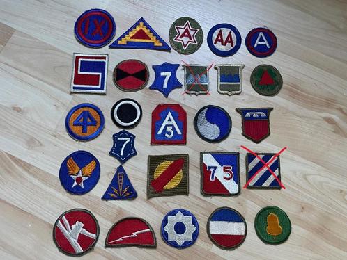 WW2 US, emblemen, stof, verschillende units-oversea bar, Verzamelen, Militaria | Tweede Wereldoorlog, Landmacht, Embleem of Badge