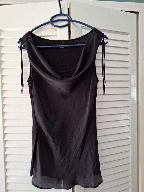zwarte mouwloze top met watervalhals, Kleding | Dames, Tops, Zo goed als nieuw, Maat 36 (S), Zwart, Zonder mouw, Ophalen of Verzenden
