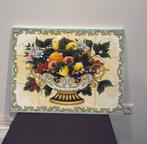 keramiek tegeltableau – Fruitschaal met bloemen | 45x60 cm, Antiek en Kunst, Antiek | Wandborden en Tegels, Ophalen