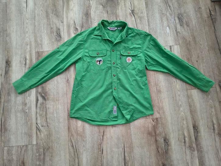 Mooie groene scoutingblouse, Welpen uniform, Scoutfit, 158., Verzamelen, Scouting, Zo goed als nieuw, Kleding, Ophalen of Verzenden
