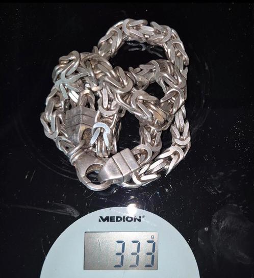 Koningsketting koningsschakel ketting zilver 925 70 cm 10 mm, Sieraden, Tassen en Uiterlijk, Kettingen, Zo goed als nieuw, Zilver