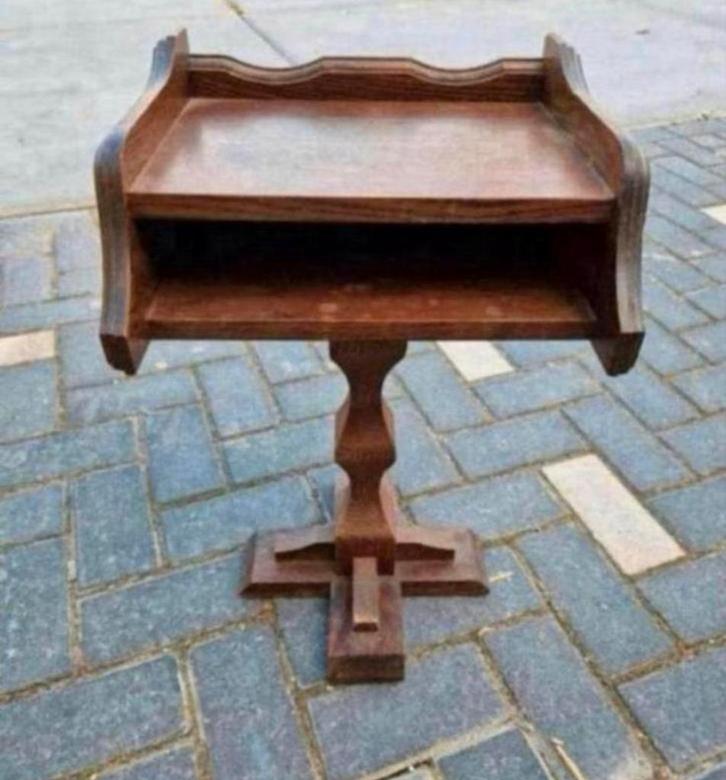 Donkerbruine houten telefoontafeltje, antiek chique model, Antiek en Kunst, Antiek | Meubels | Tafels, Ophalen of Verzenden