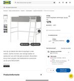 Ikea vitval hoogslaper 90 x200 matrasmaat, Ophalen, Eenpersoons, Zo goed als nieuw, 200 cm