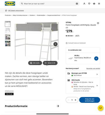Ikea vitval hoogslaper 90 x200 matrasmaat beschikbaar voor biedingen
