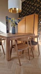 Massief Teakhouten Vierkante Tafel 140x140, Huis en Inrichting, Tafels | Eettafels, Ophalen, Gebruikt, Tijdloos, Vier personen