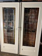 Antieke ensuite / schuifdeuren met glas in lood motief, Doe-het-zelf en Verbouw, Deuren en Horren, Ophalen, Gebruikt, 120 cm of meer