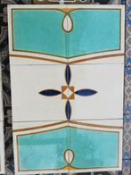 Rozenburg tegelpaneel 45x30cm, prachtig turquoise oker blauw, Ophalen