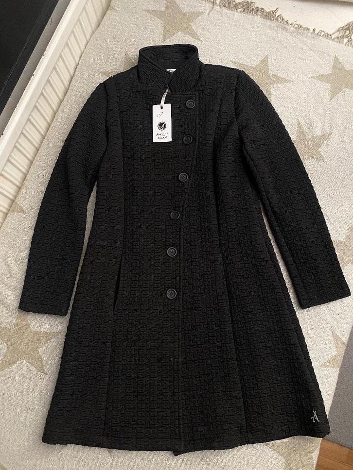 Angelle Milan - Dames mantel jas - Maat L, Kleding | Dames, Jassen | Winter, Nieuw, Maat 42/44 (L), Zwart, Ophalen of Verzenden