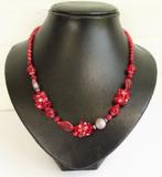 Halsketting met rode carneool, granaat en swarovski, Nieuw, Ophalen of Verzenden, Met edelsteen, Steen of Mineraal