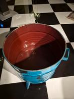 Olievat omgebouwd tot salontafeltje, Gebruikt, Metaal of Aluminium, Rond, 55 tot 75 cm