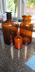 Grote bruine vintage retro apothekers potten vazen set, Ophalen, Gebruikt, Overige kleuren, Glas
