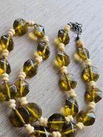 Ketting met glaskralen en benen kraaltjes, Ophalen of Verzenden, Overige materialen