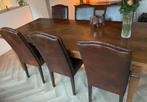 Lederen Eetkamerstoelen - Set van 6, Huis en Inrichting, Stoelen, Gebruikt, Bruin, Ophalen of Verzenden, Landelijk