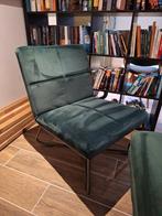 Groene stoel + poef, Stof, Zo goed als nieuw, Ophalen