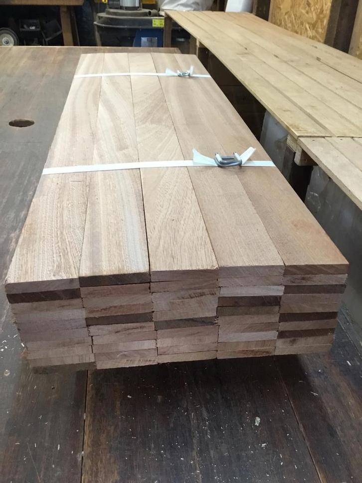 Twee bundels mahonie latten, Doe-het-zelf en Verbouw, Hout en Planken, Nieuw, Plank, Overige houtsoorten, Minder dan 200 cm, Minder dan 25 mm