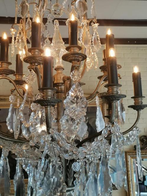 140 cm cristal kroonluchter 19e eeuw, Antiek en Kunst, Antiek | Lampen, Ophalen of Verzenden