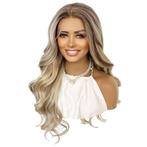 13x4 Swiss lace front pruik lang haar met slagen blond bruin, Verzenden, Nieuw, Pruik of Haarverlenging