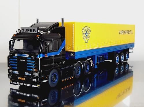 WSI Scania 143m 420 + V8power Huifoplegger, Hobby en Vrije tijd, Modelauto's | 1:50, Nieuw, Bus of Vrachtwagen, Wsi, Ophalen of Verzenden