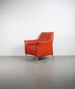 Leolux Mayuro Fauteuil Oranje Leer – Chroom, Huis en Inrichting, Fauteuils, Niet ingevuld, Minder dan 75 cm, Niet ingevuld, Ophalen of Verzenden