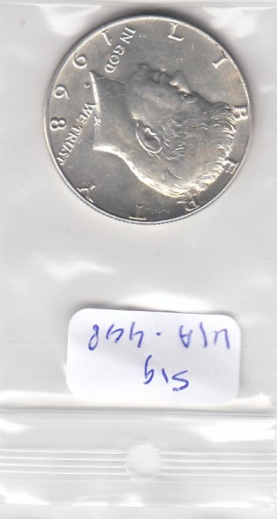 S19-USA-0448 United States Half Dollar 1968 D KM202a UNC ZIL, Postzegels en Munten, Munten | Amerika, Noord-Amerika, Verzenden