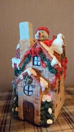 Vintage kersthuis met bewegende sneeuwpop, Diversen, Kerst, Ophalen of Verzenden, Gebruikt