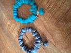 Natuurstenen armbanden grijs/turquoise, Ophalen of Verzenden, Zo goed als nieuw, Grijs, Overige materialen
