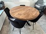 Ronde eettafel met 4 stoelen, Huis en Inrichting, Tafels | Eettafels, Ophalen, Zo goed als nieuw, Rond, 100 tot 150 cm