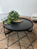 Salon - en bijzettafel / staal en hout, Huis en Inrichting, Rond, Zo goed als nieuw, Minder dan 50 cm, 50 tot 100 cm