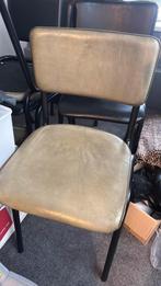 6x chaplin eetkamerstoelen Goossens groen en zwart, Huis en Inrichting, Ophalen, Gebruikt, Zwart, Leer