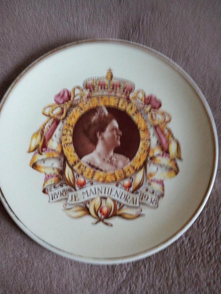 Wilhelmina Wandbord 1898-1938 - 40 Jaar Koningin, Antiek en Kunst, Antiek | Wandborden en Tegels, Ophalen of Verzenden
