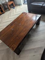 Robuuste houten salontafel 134x74 cm – massief hout, Ophalen, Gebruikt, 50 tot 100 cm, Minder dan 50 cm