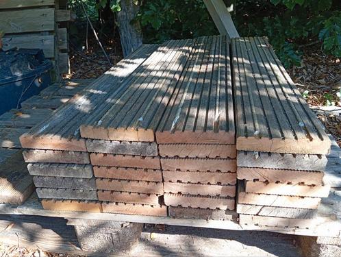 Partij hardhouten vlonderplanken, 145x20, Tuin en Terras, Terrasdelen en Vlonders, Zo goed als nieuw, Hout, Ophalen