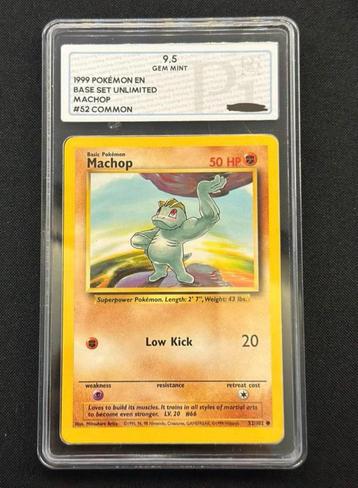 Machop #52 Pokemon Base Set Pi gem-mint 9,5 beschikbaar voor biedingen
