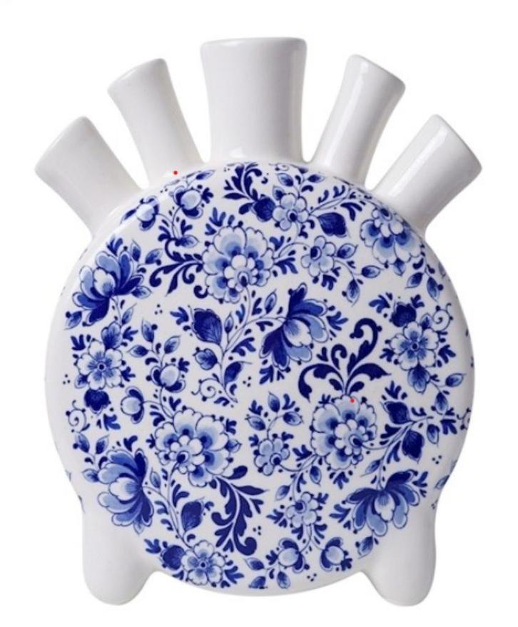Nieuw, Heinen Delfts Blauw, Tulpenvaas Delfts, rond, Huis en Inrichting, Woonaccessoires | Vazen, Nieuw, Blauw, Minder dan 50 cm