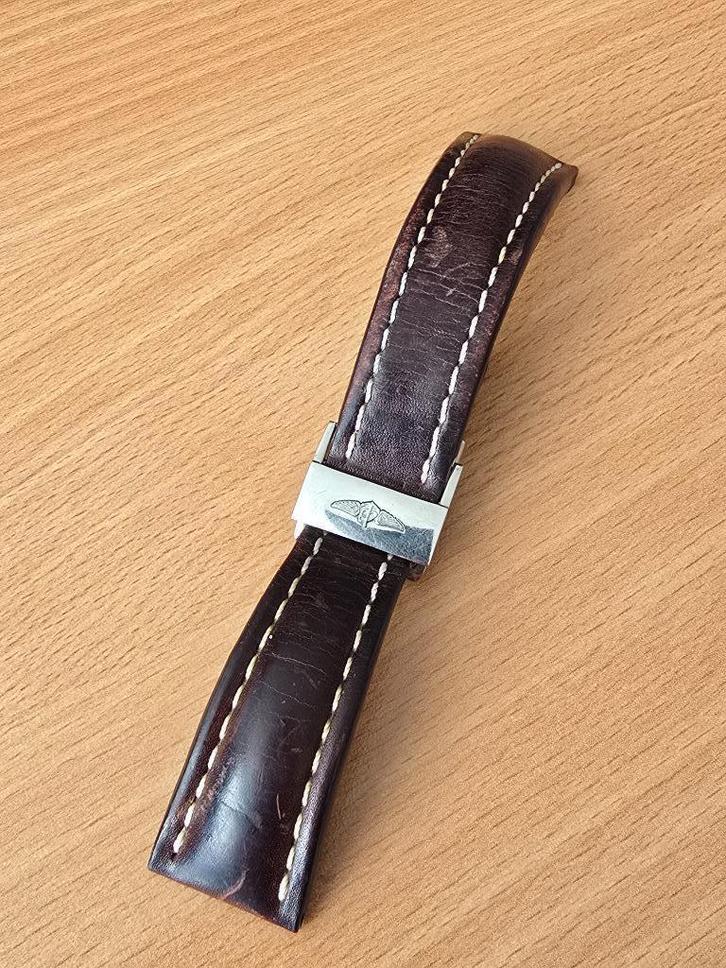 Breitling band bruin 24mm met vouwsluiting, Sieraden, Tassen en Uiterlijk, Overige Accessoires, Gebruikt, Ophalen of Verzenden