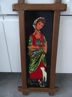 tegeltableau handgeschilderd keramiek tegels Pausita 1960, Ophalen of Verzenden, Huis en Inrichting
