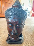 Houten Boeddha Hoofd Sculptuur, Ophalen of Verzenden