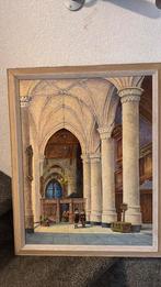 Schilderij van een kerkinterieur F.Voorwerk, Antiek en Kunst, Ophalen