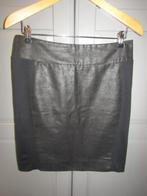 G327 EMMA mt 38 rok zwart imitatieleer tricot model Gerda, Verzenden, Zwart, Zo goed als nieuw, Knielengte