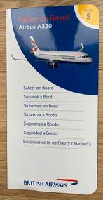 Safety card / Vliegveiligheidskaart British Airways A320, Verzamelen, Ophalen of Verzenden, Zo goed als nieuw