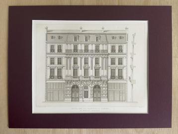 Originele gravure 1877 - Aanzicht Haussmann gevel Parijs  beschikbaar voor biedingen