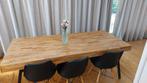 Eettafel (200 x 90 cm) met stoelen, Huis en Inrichting, Tafels | Eettafels, Ophalen, Teakhout, 50 tot 100 cm, Zo goed als nieuw