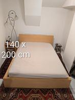 Bed 140 x 200 cm ikea malm + lattenbodems + evt matras, Ophalen, Gebruikt, Wit, Tweepersoons